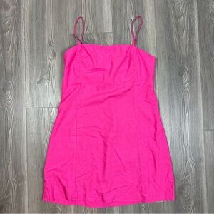 Gap Hot Pink Linen Blend Mini Dress Medium Summer Spring Break‎ Party Vacation